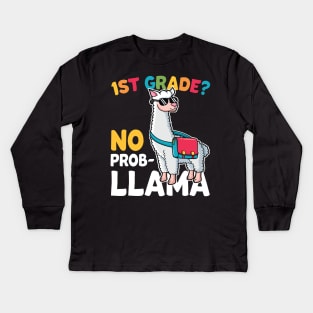 1st Grade No Prob Llama Alpaca Funny Back To School Gift Kids Long Sleeve T-Shirt